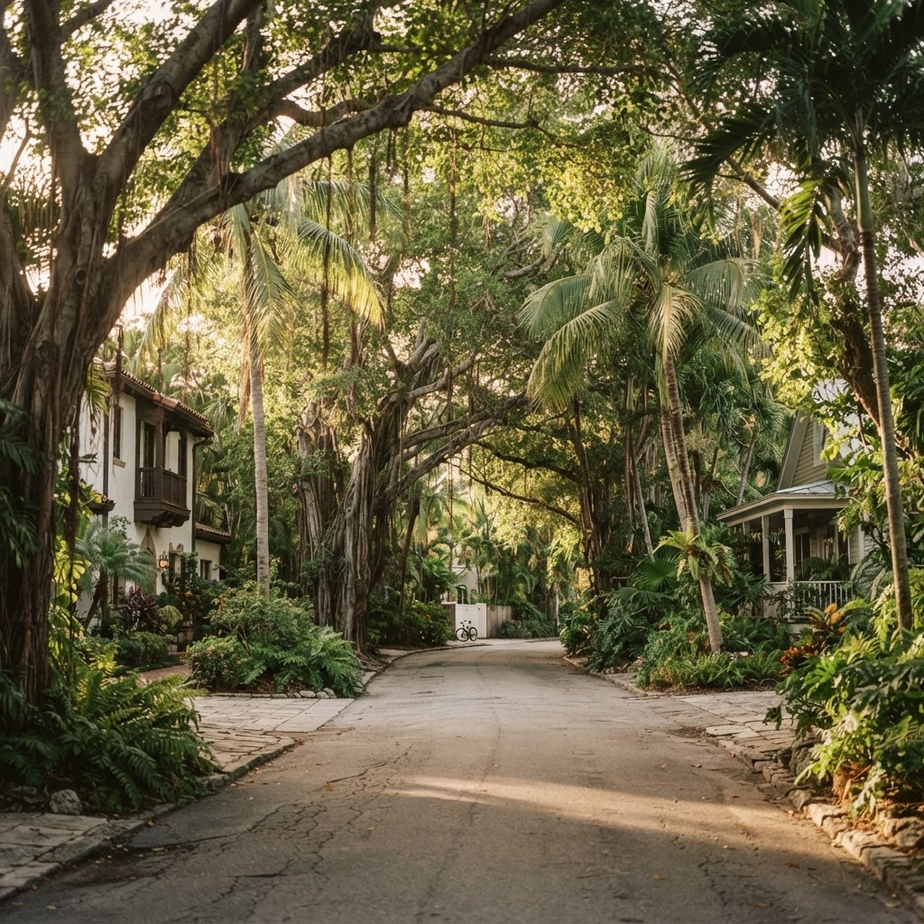 Coconut Grove mahallesinden atmosferik bir görünüm