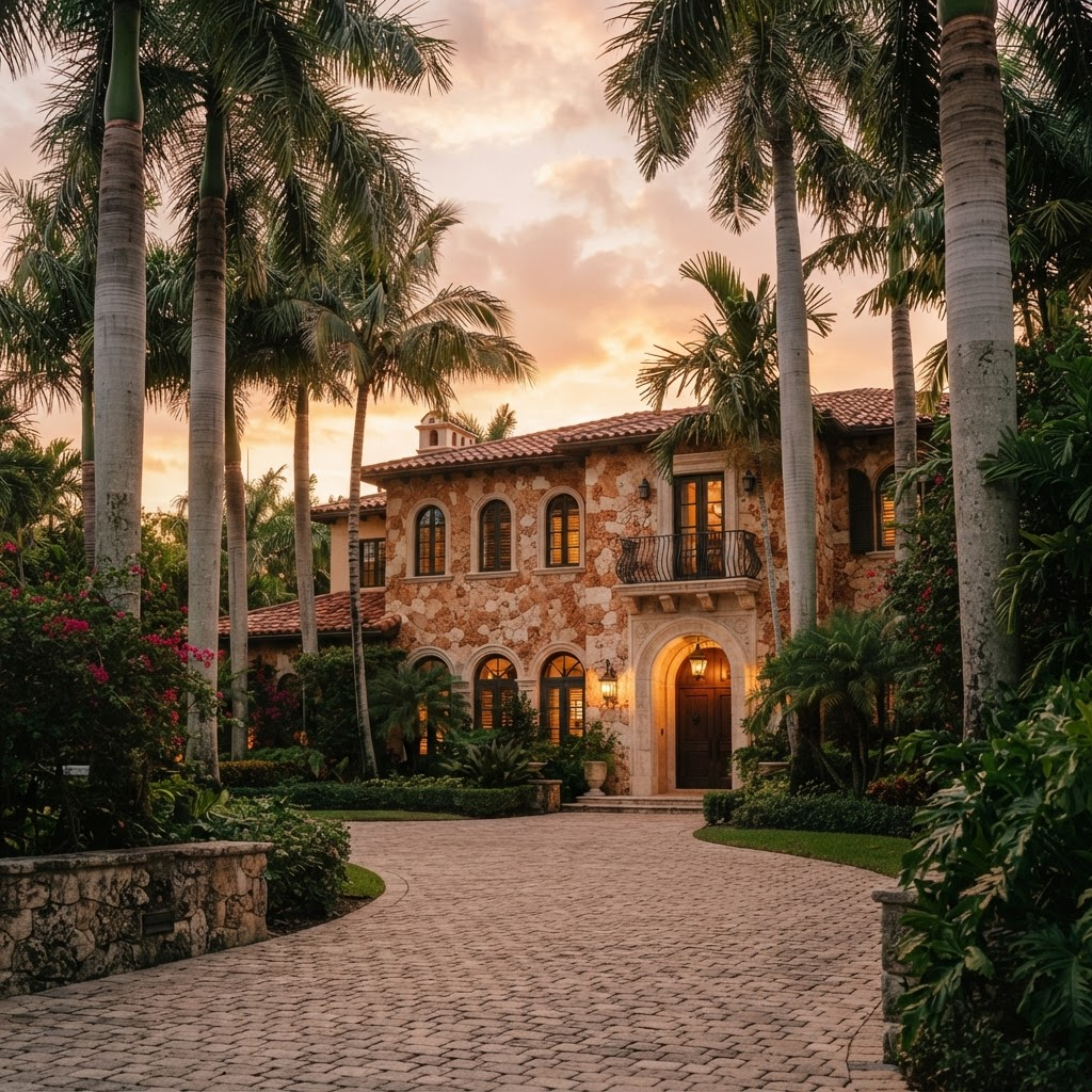Coral Gables mahallesinden atmosferik bir görünüm