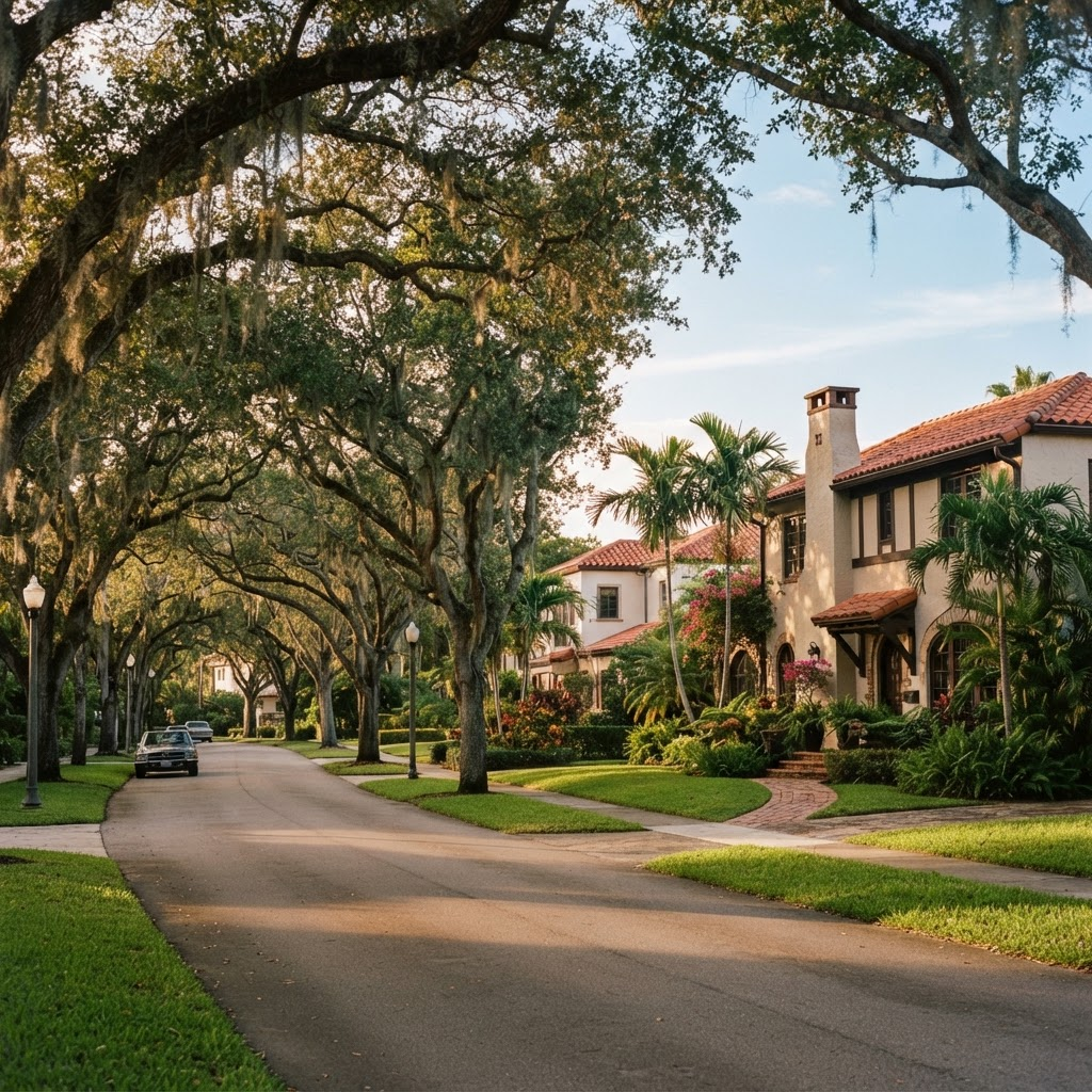 Miami Shores mahallesinden atmosferik bir görünüm